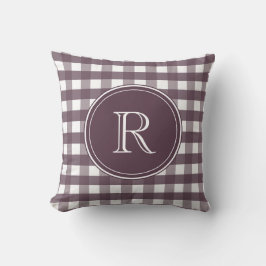 Cassis Lila och White Gingham Kudde