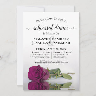 Cassis Lila Ro Bröllop Rehearsal Dinner Inbjudningar