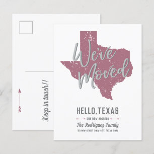 Cassis Mauve Vi Har Flyttat - Texas Meddelande Vykort
