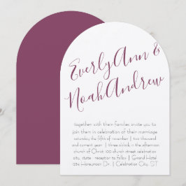 Cassis Plum Lila Minimalist Typography Bröllop Inbjudningar