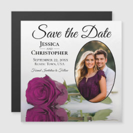 Cassis Rose på White Wedding Save The Date Foto Magnetisk Inbjudningskort
