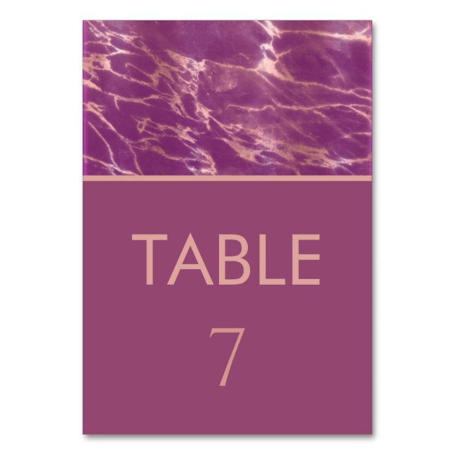 Cassis roséguld marmor romantisk elegant bordsnummer (Framsidan)