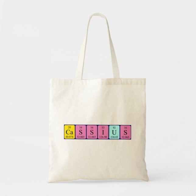 Cassius periodisk bord namn tote bag tygkasse (Framsidan)