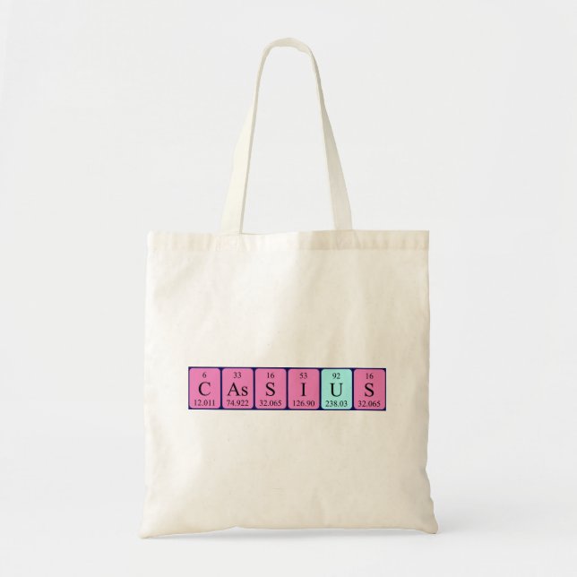 Cassius periodisk bord namn tote bag tygkasse (Framsidan)