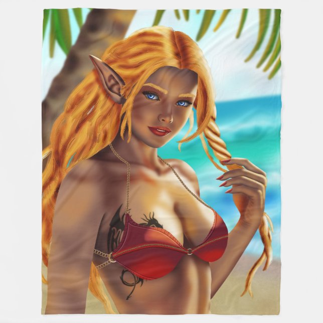 Cassja på stranden fleecefilt (Framsidan)