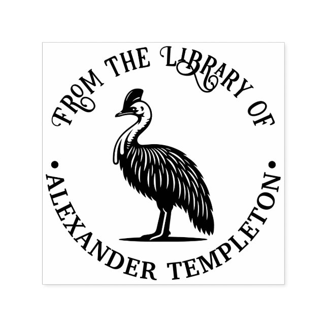 Cassowary Fågel Australien Bibliotek Boknamn Självfärgande Stämpel (Design)