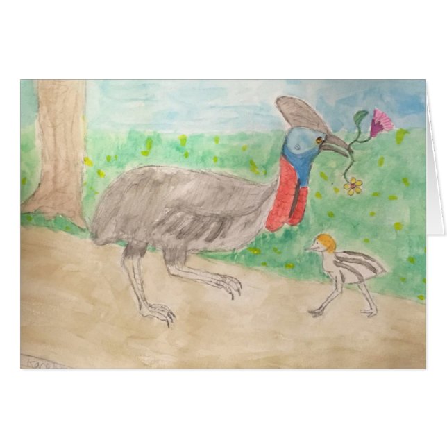 cassowary hälsningskort (Framsidan Horizontal)