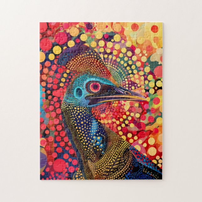 Cassowary in Aborigine Dot Art Stil Pussel (Vertikal)