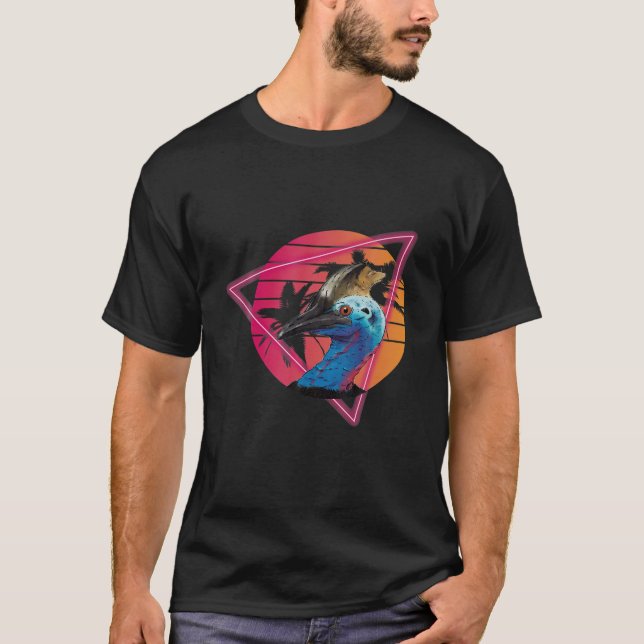 Cassowary Modern Retro Sunset Handflatan Träd Cass T Shirt (Framsida)