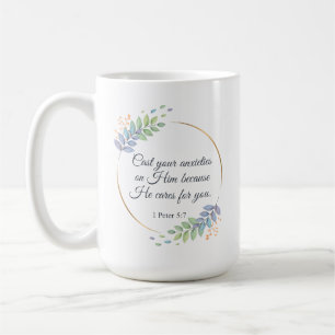 Cast dina ångor på honom 1 Peter 5:7 Kaffemugg