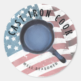 Cast Järn Cook well Seasoned Sticker Runt Klistermärke