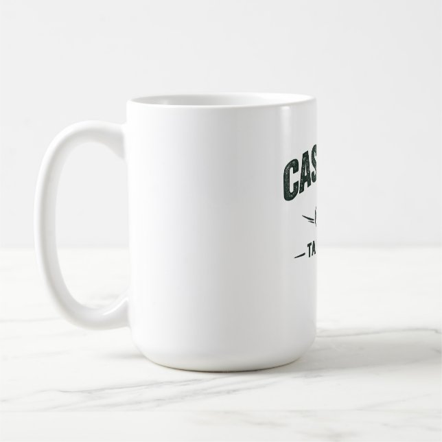 Cast Now-Talk Later- Fishing T-shirt Kaffemugg (Vänster)