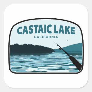 Castaic Lake California Fiskespö Fyrkantigt Klistermärke