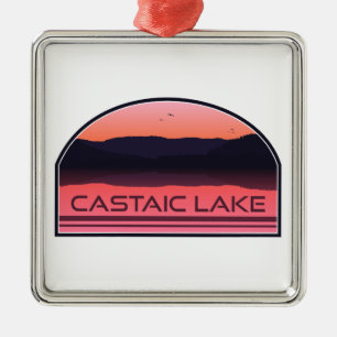 Castaic Lake California Röda soluppgången Julgransprydnad Metall
