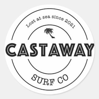 Castaway Surfa Co. Original Logotyp Runt Klistermärke