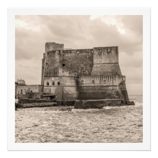 Castel dell'Ovo tonat i sepia Fototryck