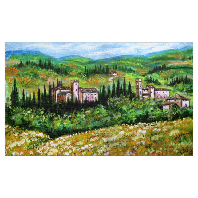 CASTEL IN CHIANTI LANDSCAPE ,GULT FLOWER FÄLT TYG (Yard)