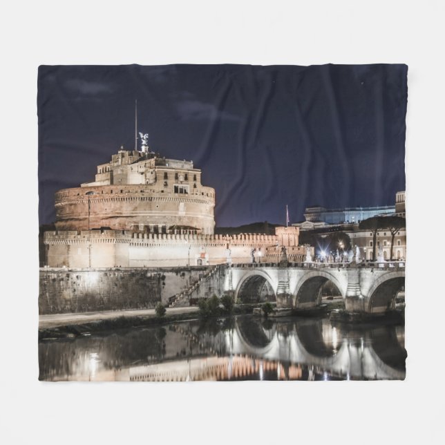 Castel Sant Angelo på natten i Rom Fleecefilt (Framsidan (Horisontell))