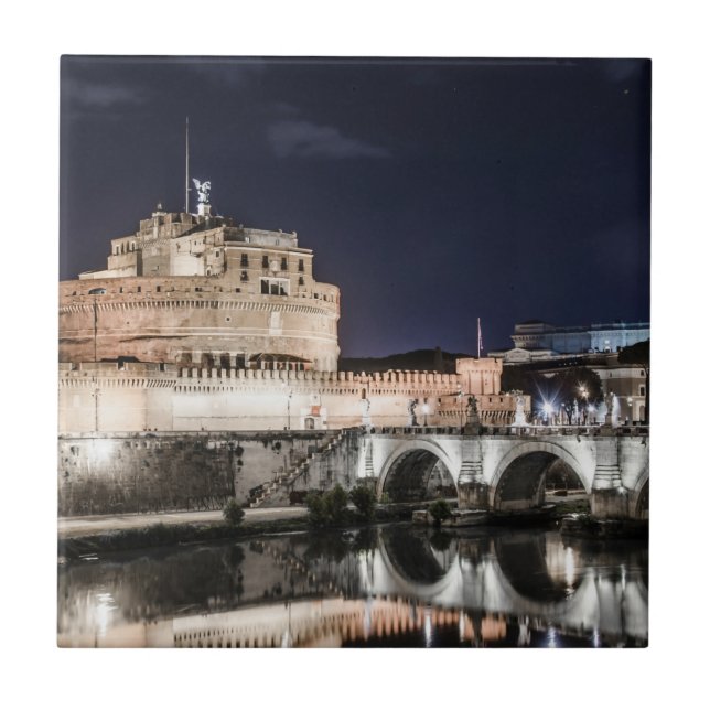 Castel Sant Angelo på natten i Rom Kakelplatta (Framsidan)