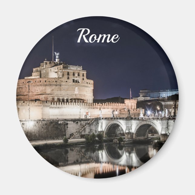 Castel Sant Angelo på natten i Rom Magnet (Framsidan)
