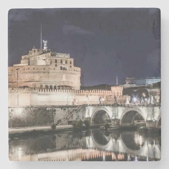 Castel Sant Angelo på natten i Rom Stenunderlägg (Framsidan)