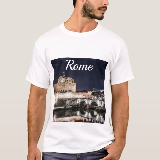 Castel Sant Angelo på natten i Rom T Shirt (Framsida)