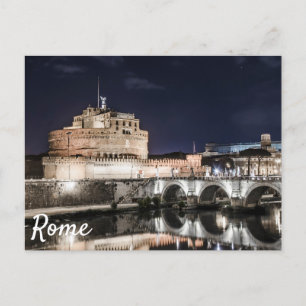 Castel Sant Angelo på natten i Rom Vykort