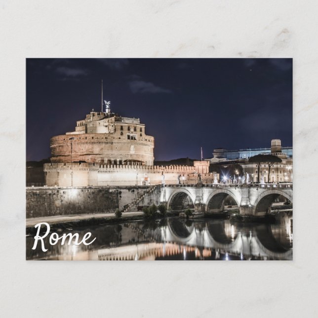 Castel Sant Angelo på natten i Rom Vykort (Framsida)