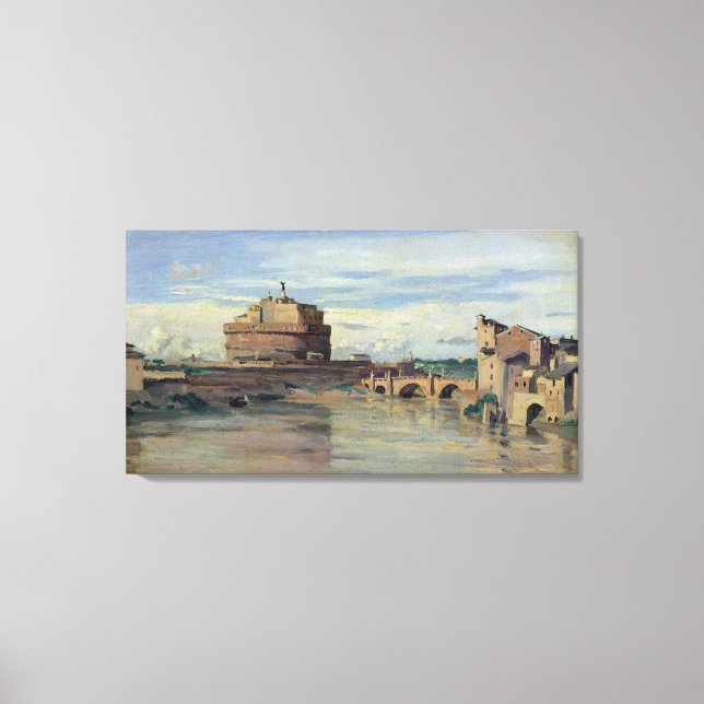 Castel Sant'Angelo och floden Tiber, Rom Canvastryck (Framsida)
