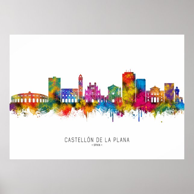 Castellón de la Plana Spanien Panorama Poster (Framsidan)