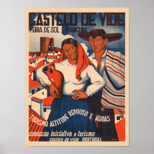 Castelo de Vide Portugal Vintage affisch 1930-tale