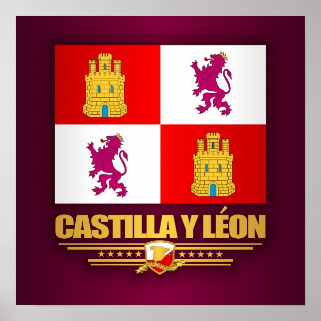 Castilla y Leon Flagga Poster (Framsidan)