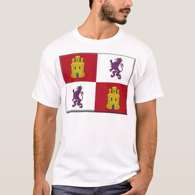 Castilla y Leon (Spanien) flagga Tee Shirt (Framsida)