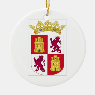 Castilla y Leon (Spanien) vapensköld Julgransprydnad Keramik
