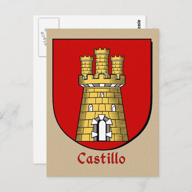 Castillo Ancestrals heraldiska sköld Vykort (Fram/baksida)