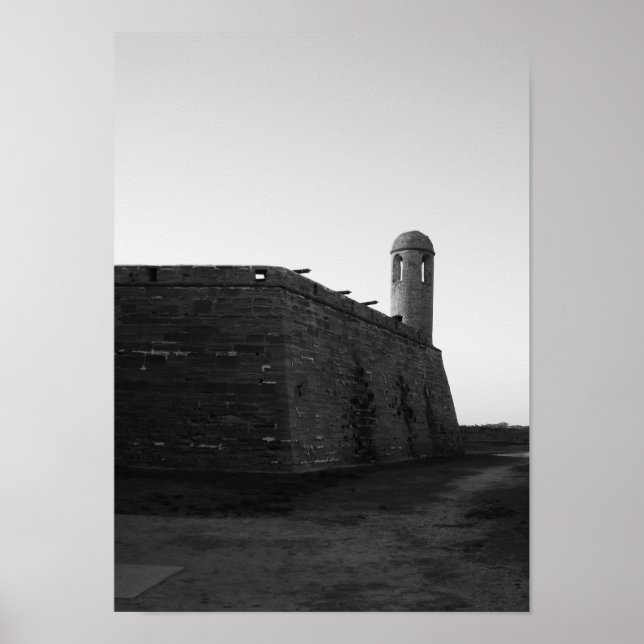 Castillo de San Marcos St Augustine Florida B&W Poster (Framsidan)
