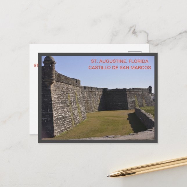 Castillo de San Marcos St Augustine Florida Vykort (Fram/Back In Situ)