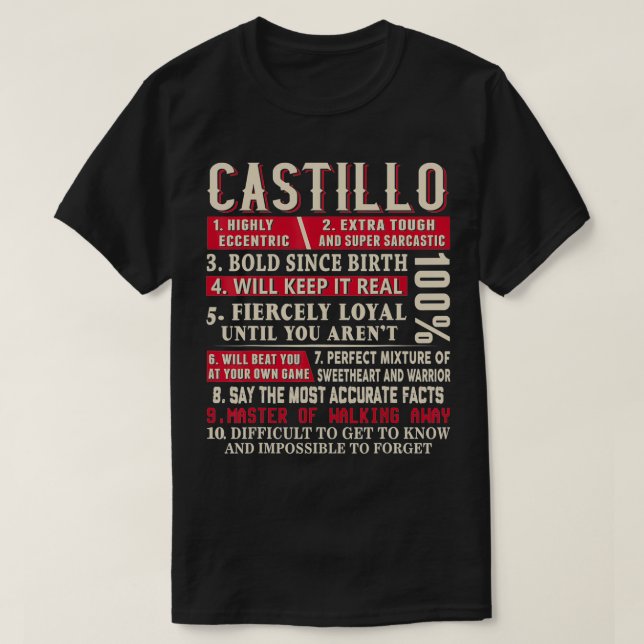 Castillo Name Gift Castillo  Castillo Surname  T Shirt (Design framsida)