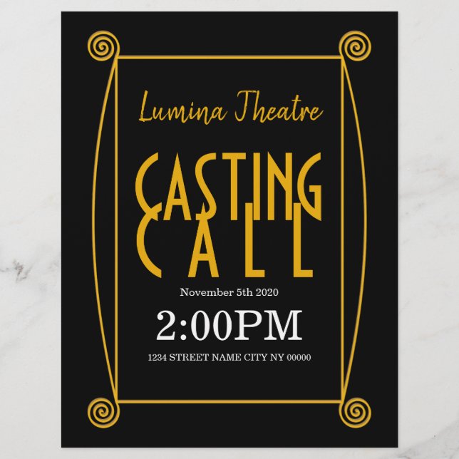 Casting Call Theater Art Music Flyer (Framsidan)