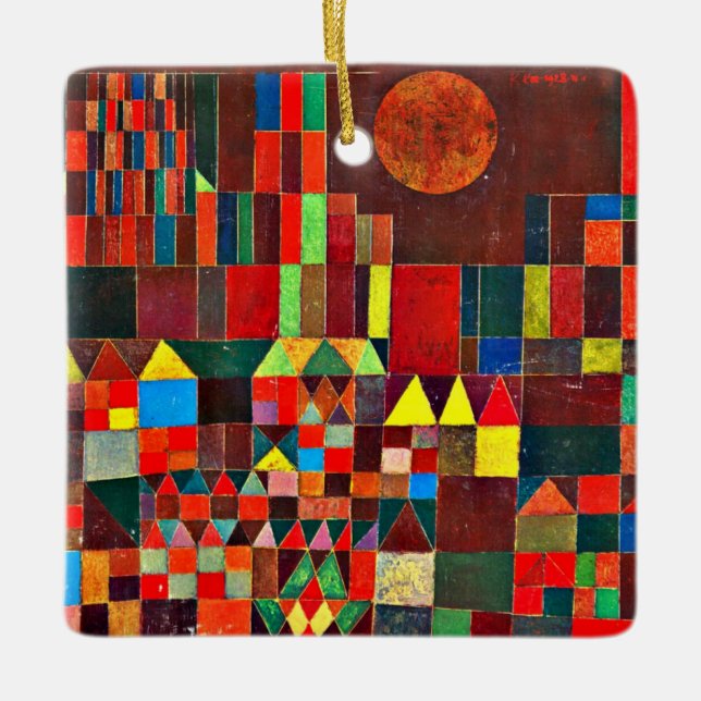 Castle and Sol, abstrakt art av Paul Klee Julgransprydnad Keramik (Framsida)
