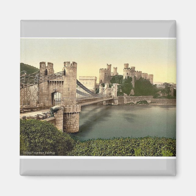 Castle and suspension bridge, Conway (dvs. Conwy) Magnet (Framsidan)