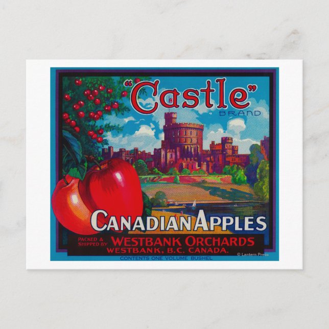 Castle Apple Label - Westbank B.C. Kanada Vykort (Framsida)