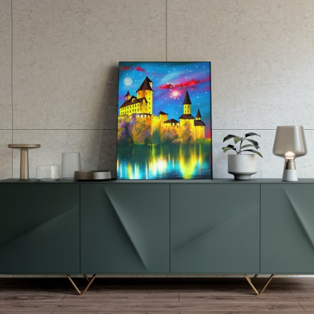Castle at Night Painting Poster (Skapare uppladdad)