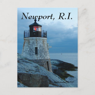 Castle Backe fyr- Newport, RI-kort Vykort