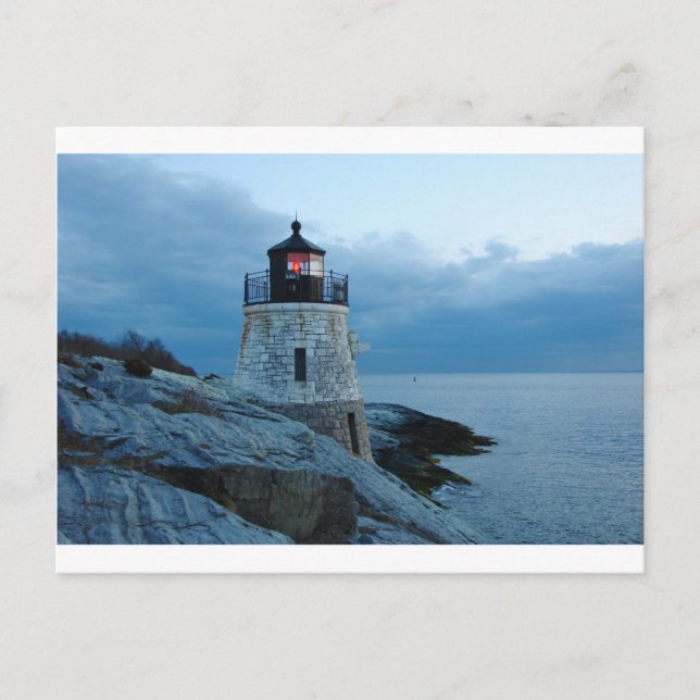 Castle Backe fyr- Newport, RI-kort Vykort (Framsida)