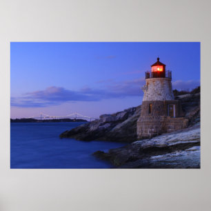 Castle Backe fyr och Newport Bridge Poster