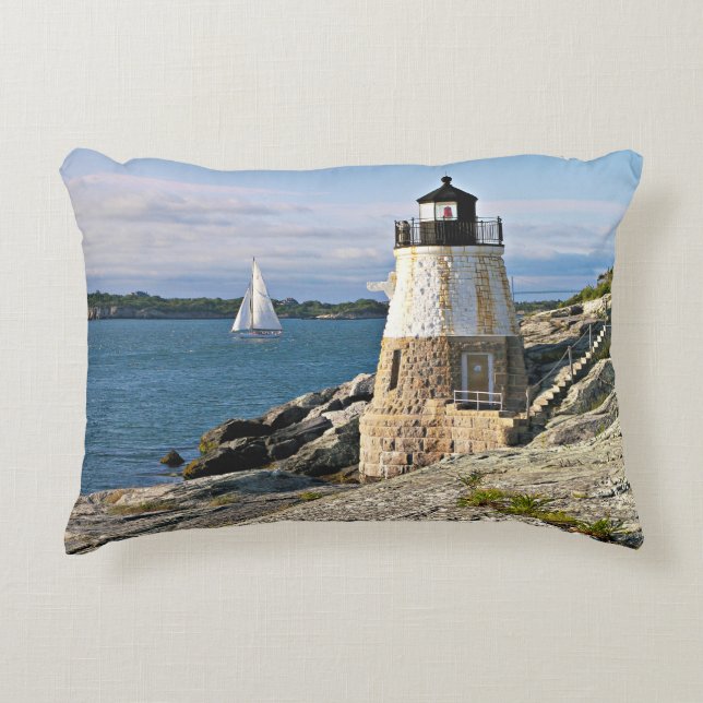 Castle Backe fyr, Rhode island accent Pillow Prydnadskudde (Framsidan)