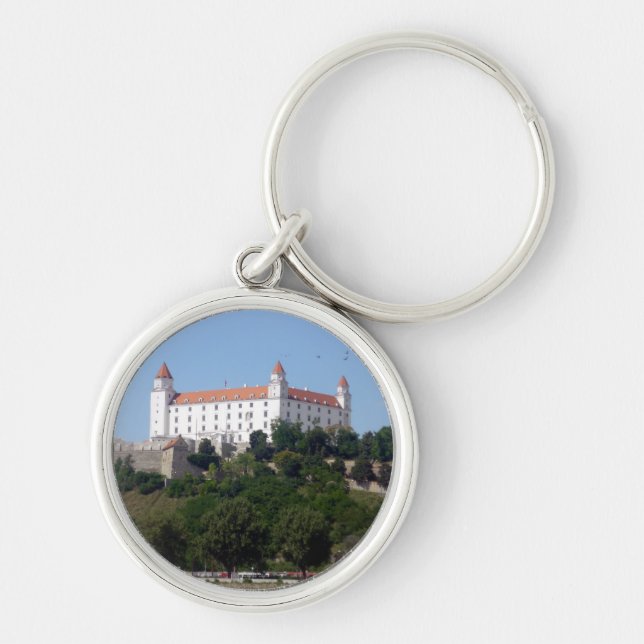 castle bratislava rund silverfärgad nyckelring (Framsidan)