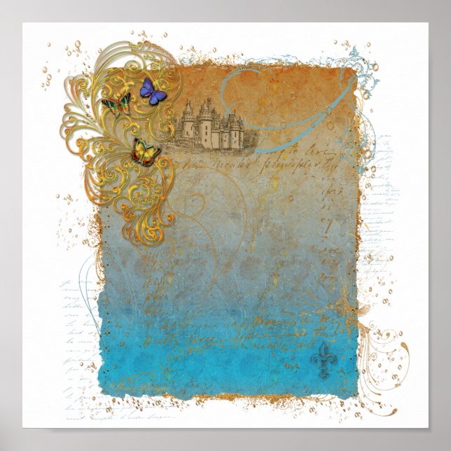 Castle & Butterflies Storybook Poster Skriv ut (Framsidan)
