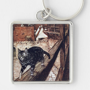 Castle Cat av Rackham Fyrkantig Silverfärgad Nyckelring